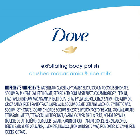 Dove Body Polish Crushed Macadamia & Rice Milk Moderate Exfoliating Body Scrub 298g