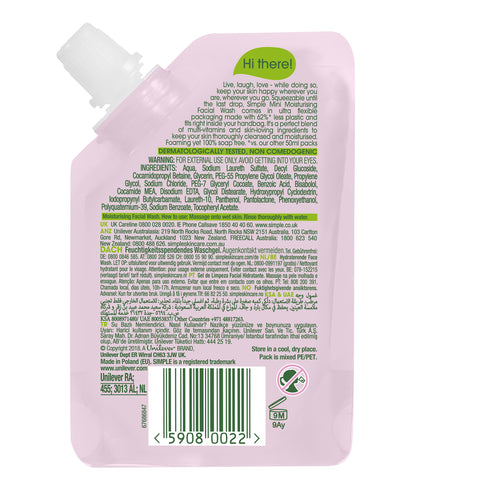 Simple Kind To Skin Moisturising Travel-Sized Facial Wash Pouch 50ml