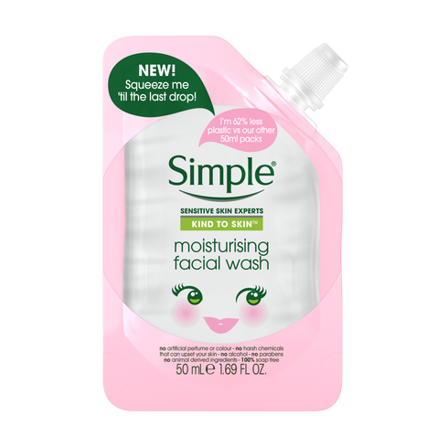 Simple Kind To Skin Moisturising Travel-Sized Facial Wash Pouch 50ml