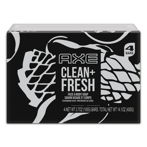 Axe Clean + Fresh Face and Body Soap Bar 4x100g