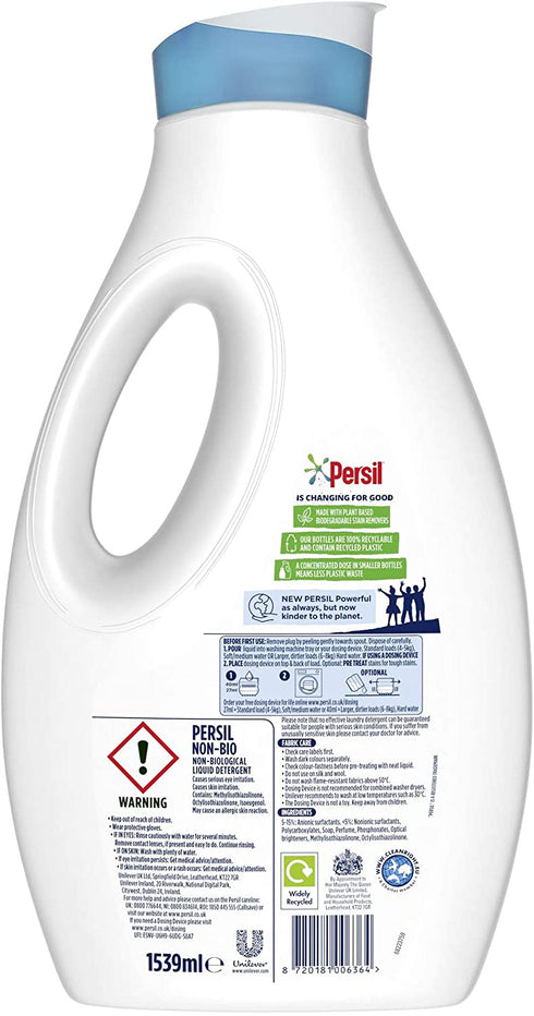 Persil Non Bio Laundry Washing Liquid Detergent, 57 Washes, 1.539L
