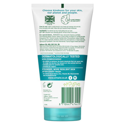 Simple Daily Skin Detox Purifying Facial Wash 150ml