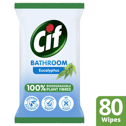 Cif Biodegradable Bathroom Wipes 80 Large Wipes