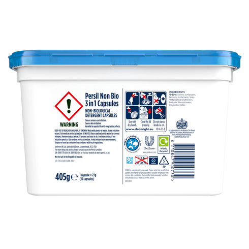 Persil 3in1 Non Bio Laundry Capsules 15 Washes