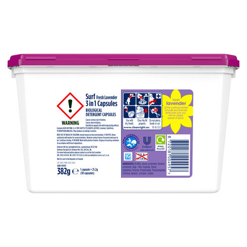 Surf Fresh Lavender 3 in 1 Laundry Washing Capsules 18 Washes