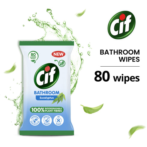 Cif Biodegradable Bathroom Wipes 80 Large Wipes