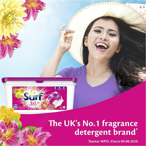 Surf 3 in 1 Coconut Bliss Laundry Washing Capsules 18 Washes