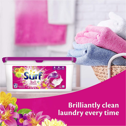 Surf 3 in 1 Coconut Bliss Laundry Washing Capsules 18 Washes