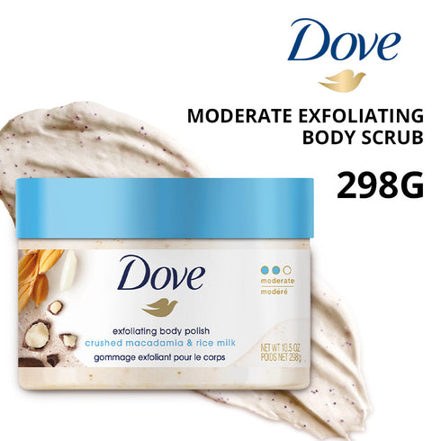 Dove Body Polish Crushed Macadamia & Rice Milk Moderate Exfoliating Body Scrub 298g