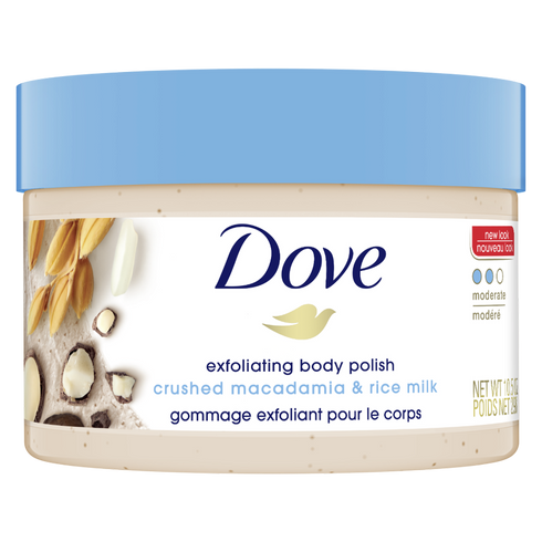 Dove Body Polish Crushed Macadamia & Rice Milk Moderate Exfoliating Body Scrub 298g